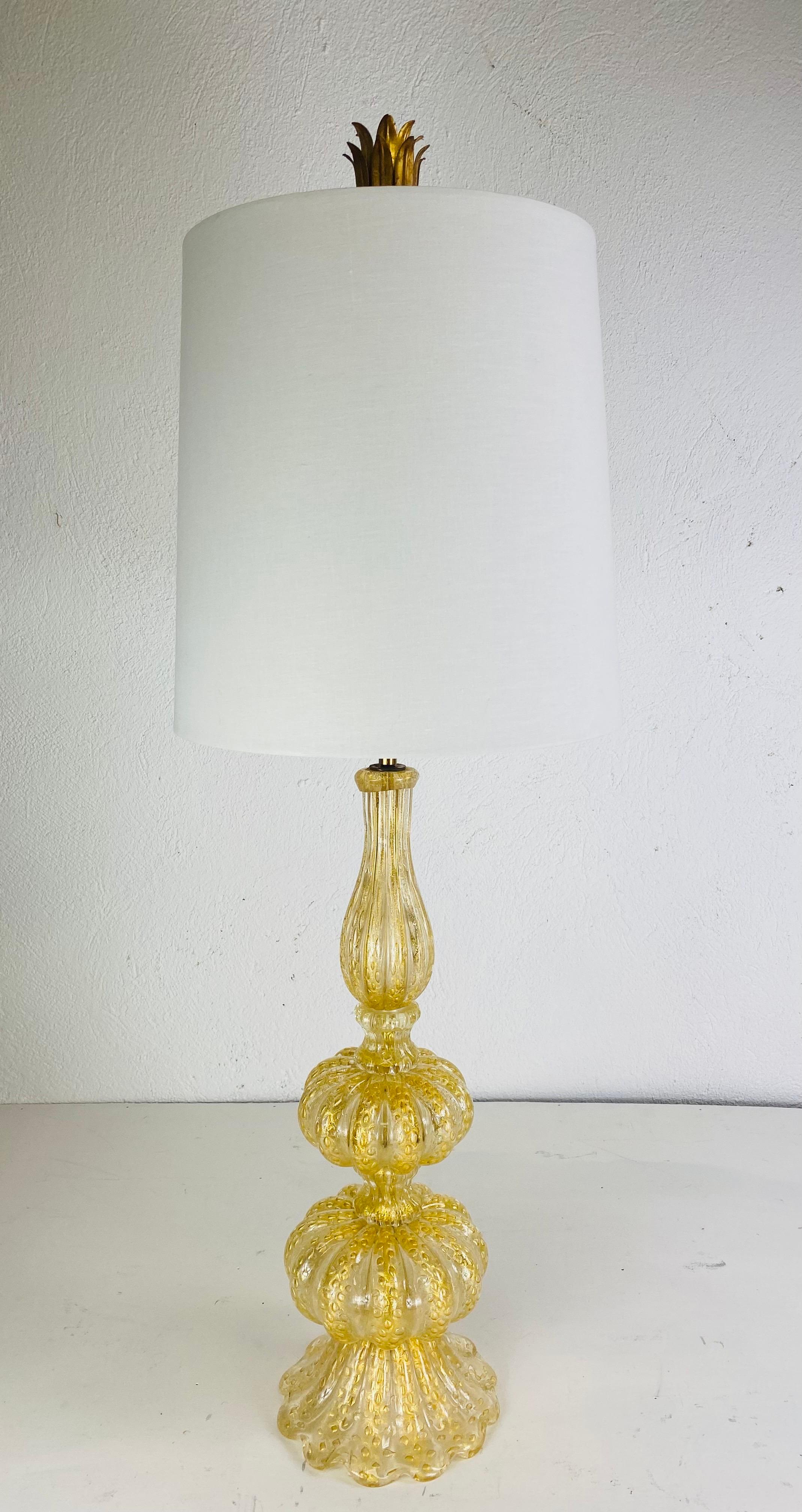 Barovier Toso single handblown Marano glass table lamp For Sale 4