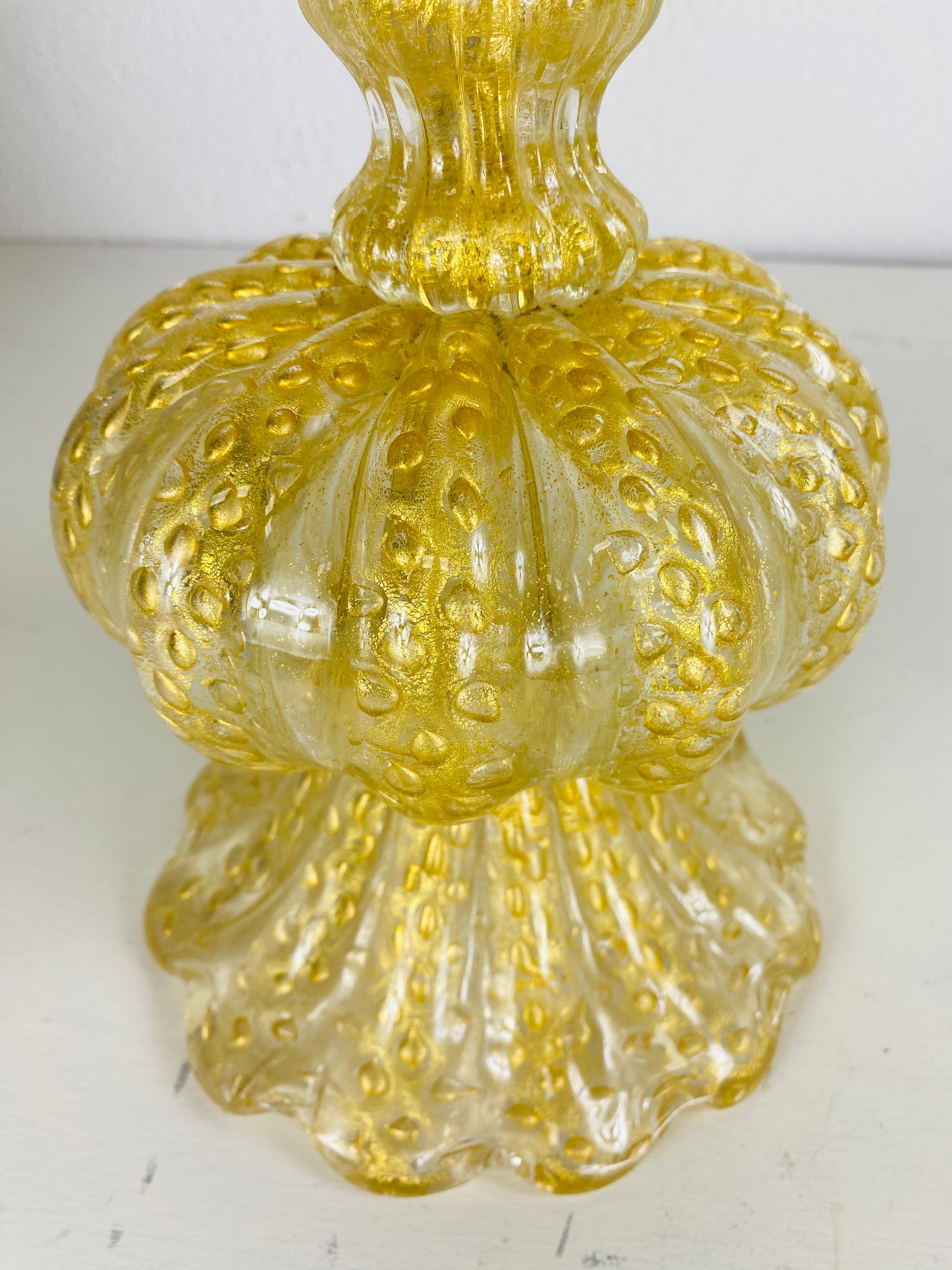 Glass Barovier Toso single handblown Marano glass table lamp For Sale