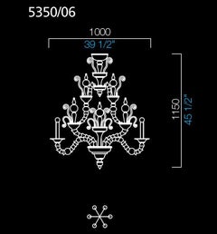 Barovier & Toso Six-Light Taif Black Murano Glass Chandelier 5350/6C, in Stock