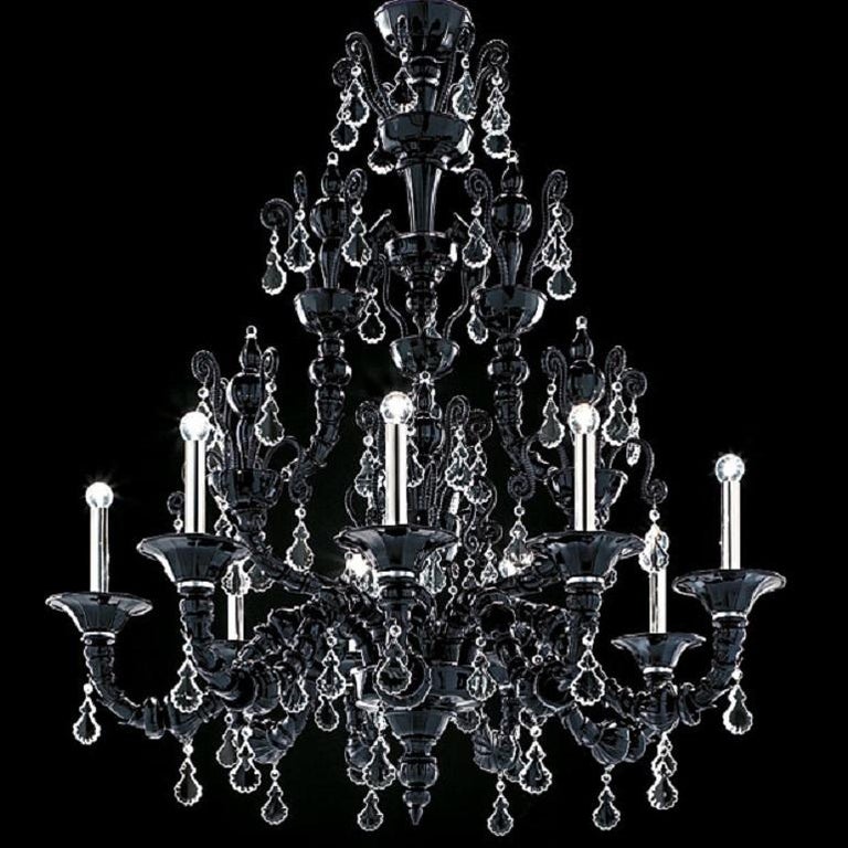 Barovier And Toso Six Light Taif Black Murano Glass Chandelier 5350 Barovier Toso Six Light Taif Black Murano Glass Chandelier 5350 6c In