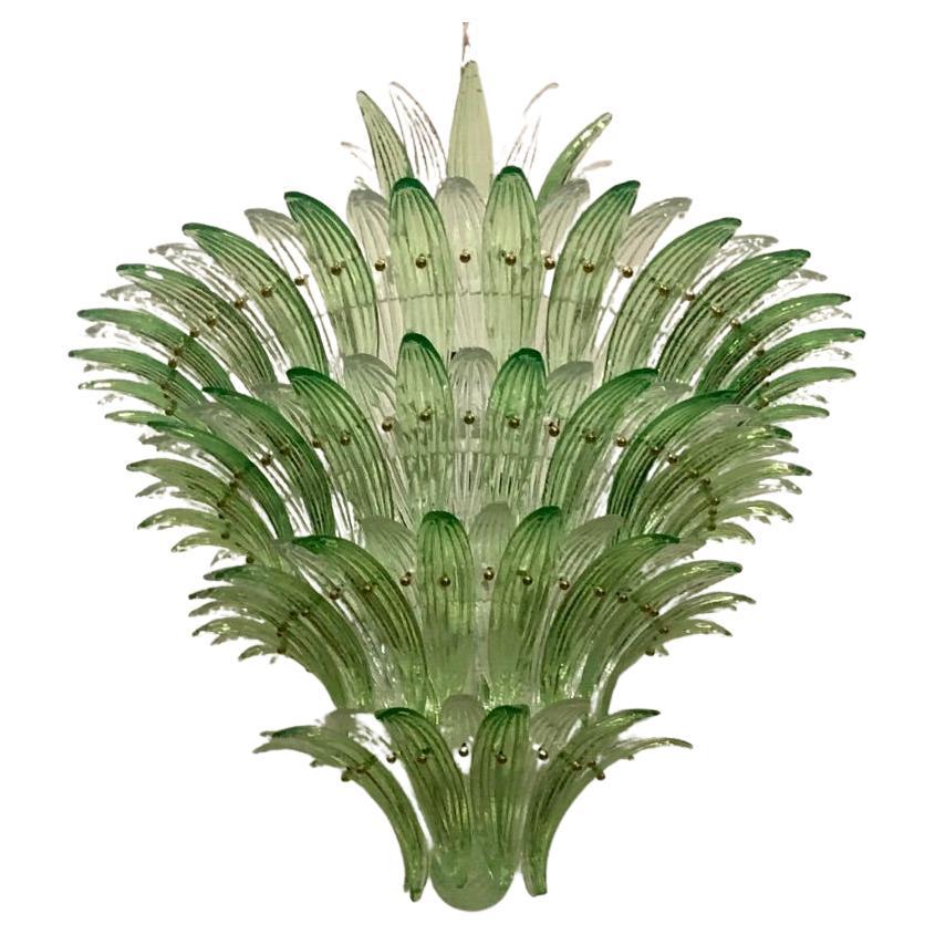 Barovier & Toso Style Murano Palmettes Green Glass Chandelier, 2020 For Sale