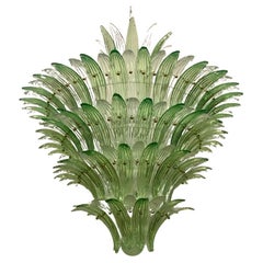 Barovier & Toso Style Murano Palmettes Green Glass Chandelier, 2020