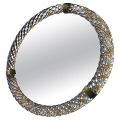 Barovier & Toso, Threaded Yellow/Gold Murano Glass Wall/Table, Vanity Mirror