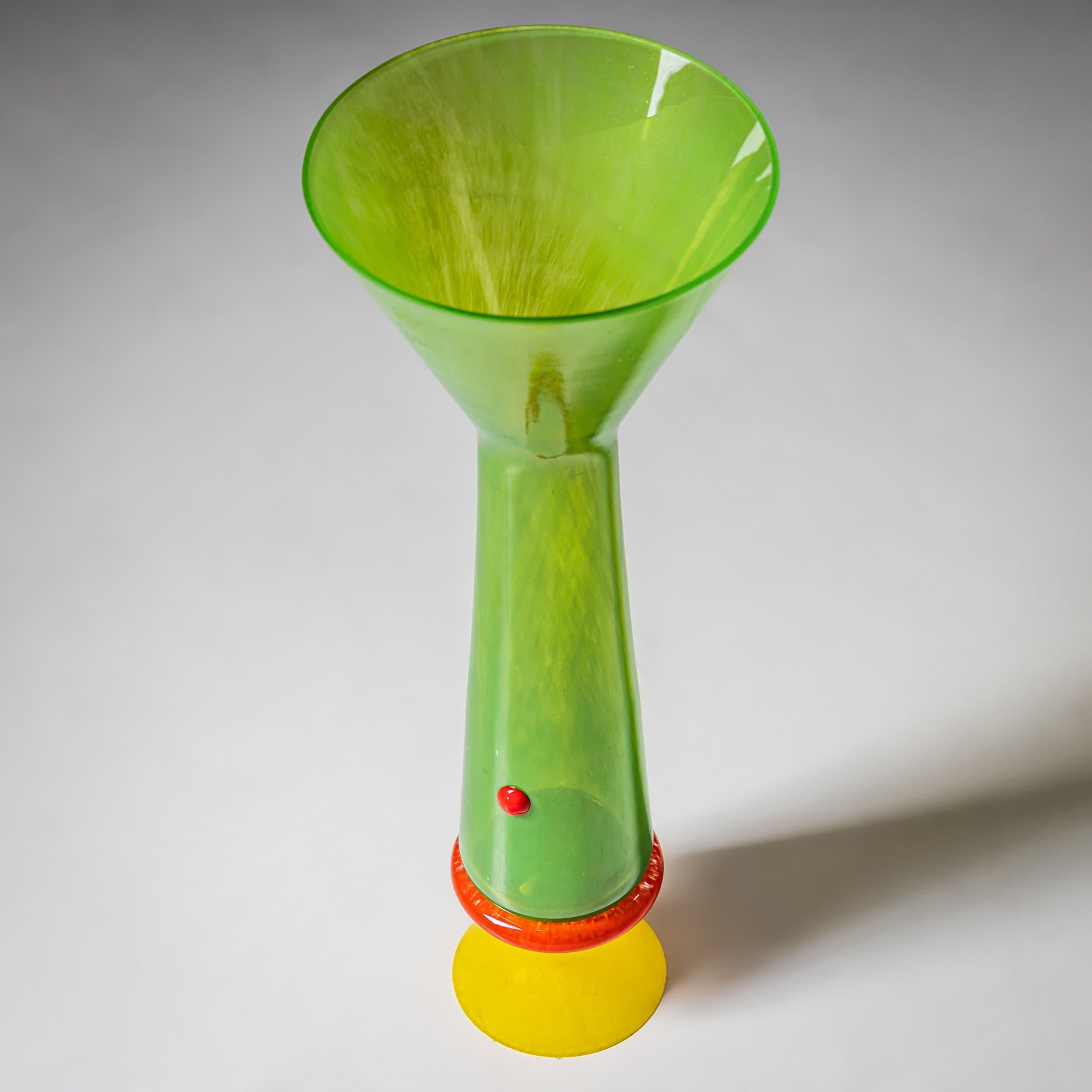 Postmoderno Vaso Barovier&Toso, Verde, Serie B.A.G., Italia, Fine XX secolo in vendita