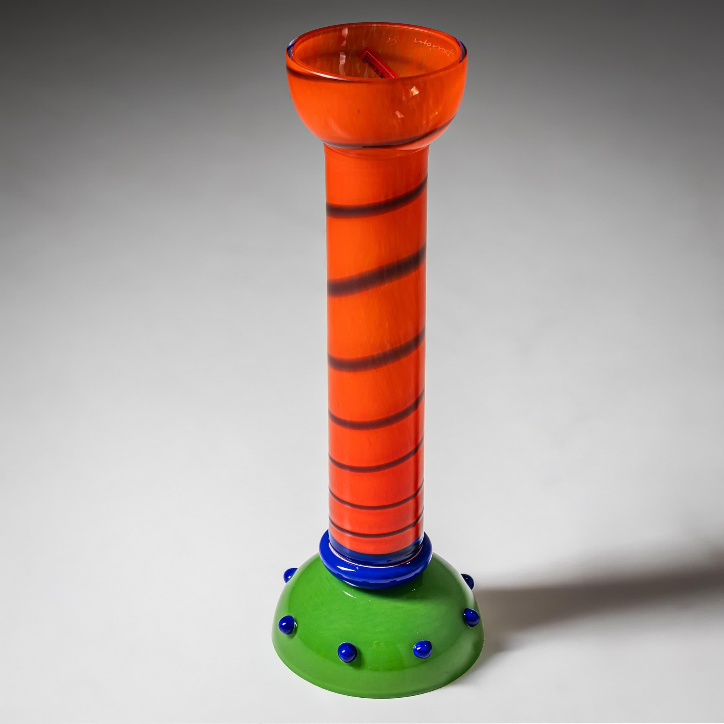 Italiano Vaso Barovier&Toso, Arancione e Verde, Serie B.A.G., Italia, fine XX secolo in vendita