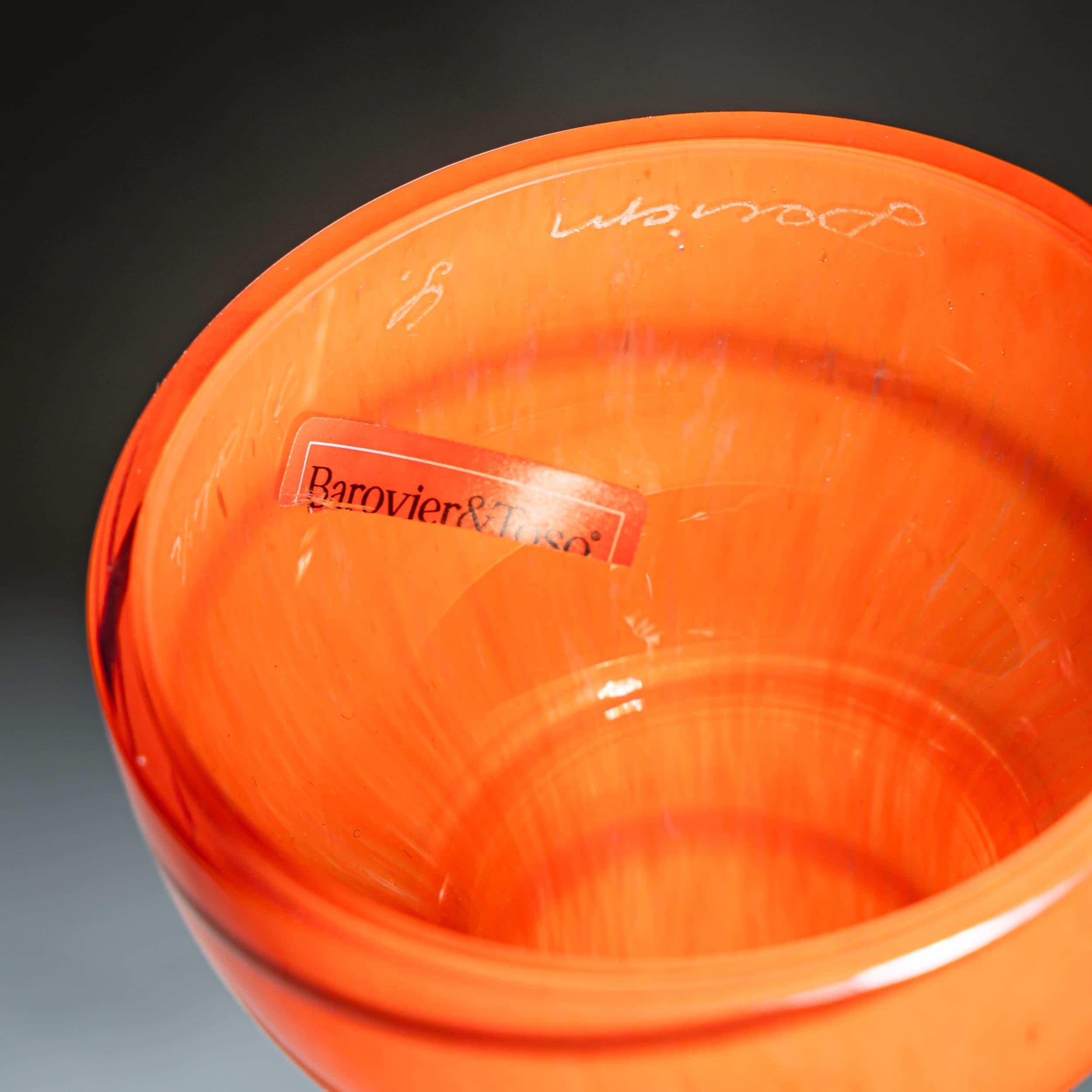 Vetro Vaso Barovier&Toso, Arancione e Verde, Serie B.A.G., Italia, fine XX secolo in vendita