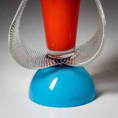 Barovier & Toso Vase, Red and Blue, B.A.G. Series, Italy, Late 20th Century