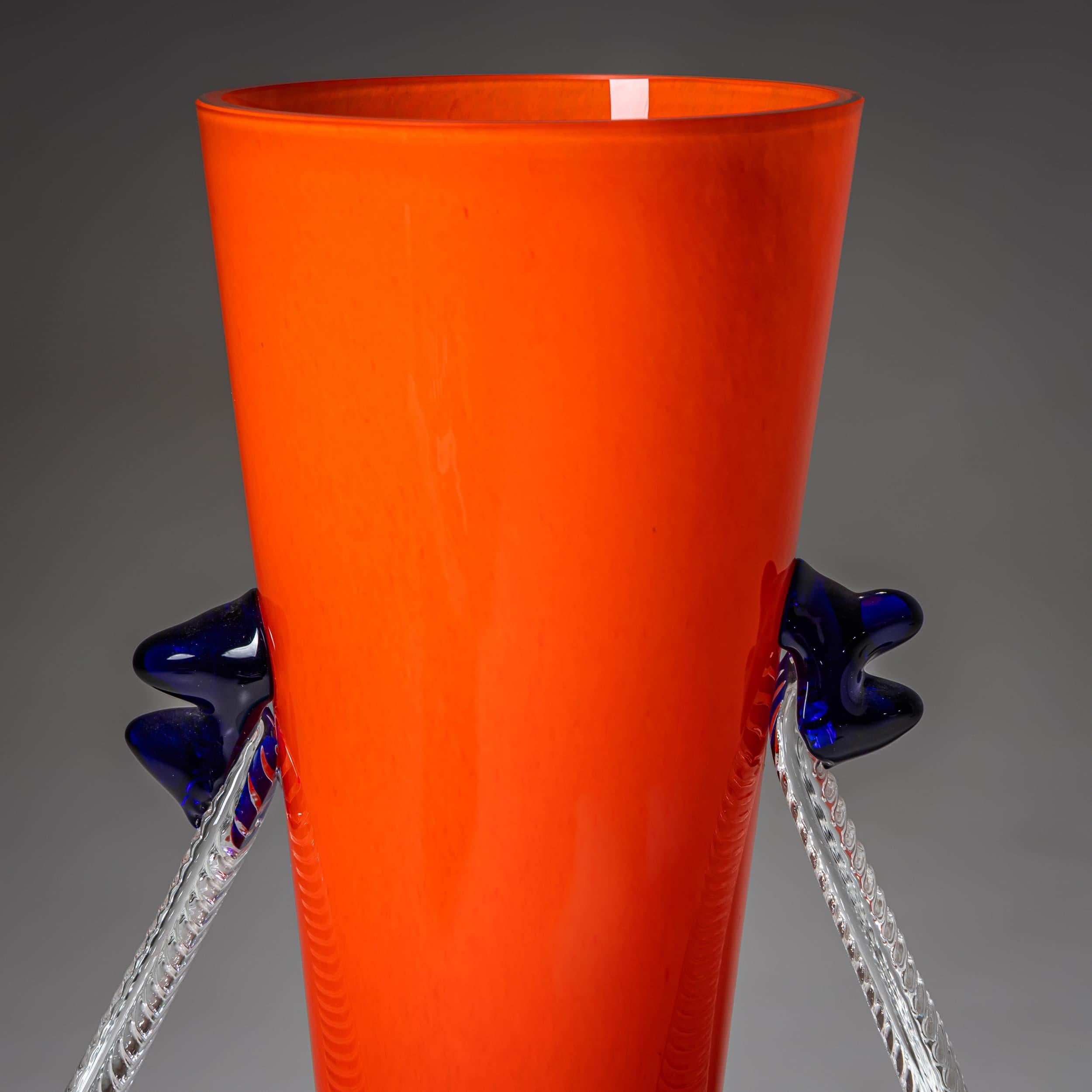 Postmoderno Vaso Barovier&Toso, rosso e blu, serie I. A. B., Italia, fine XX secolo in vendita