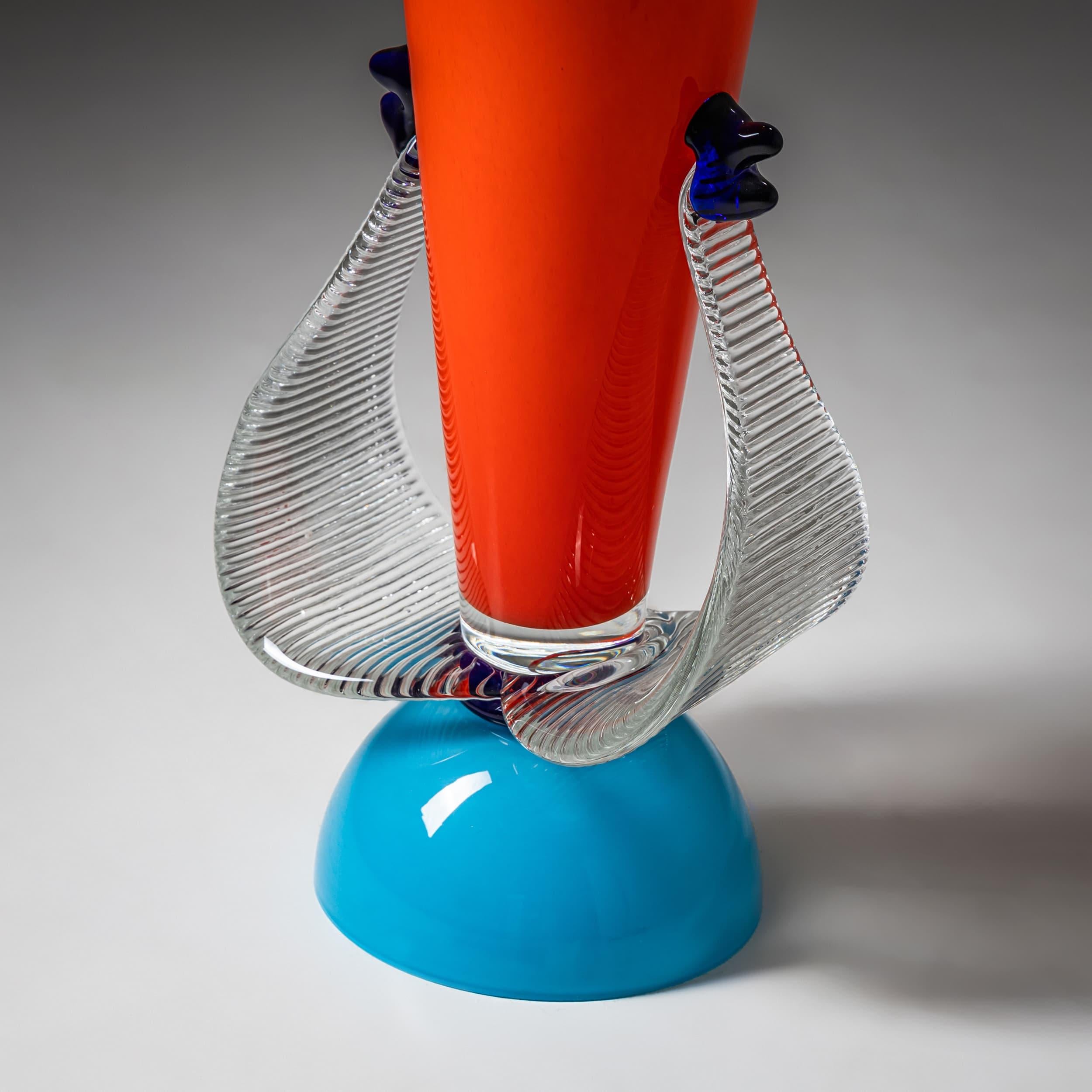 Italiano Vaso Barovier&Toso, rosso e blu, serie I. A. B., Italia, fine XX secolo in vendita