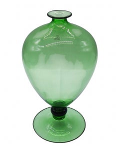 Barovier & Toso "Veronese" Vase in Green Murano Glass, Italy 1980s
