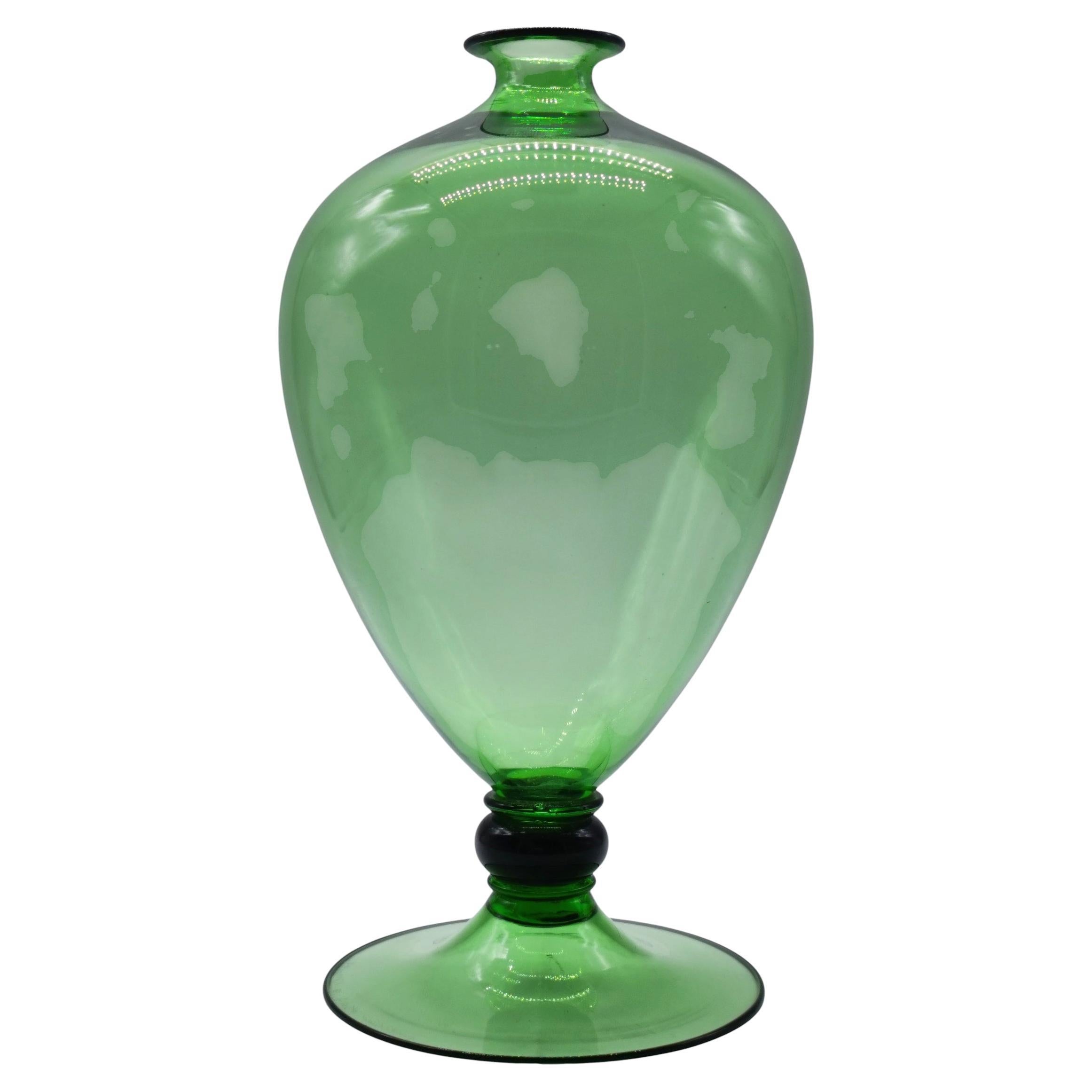 Barovier 
Toso Vaso "Veronese" in Vetro di Murano Verde, Italia 1980s