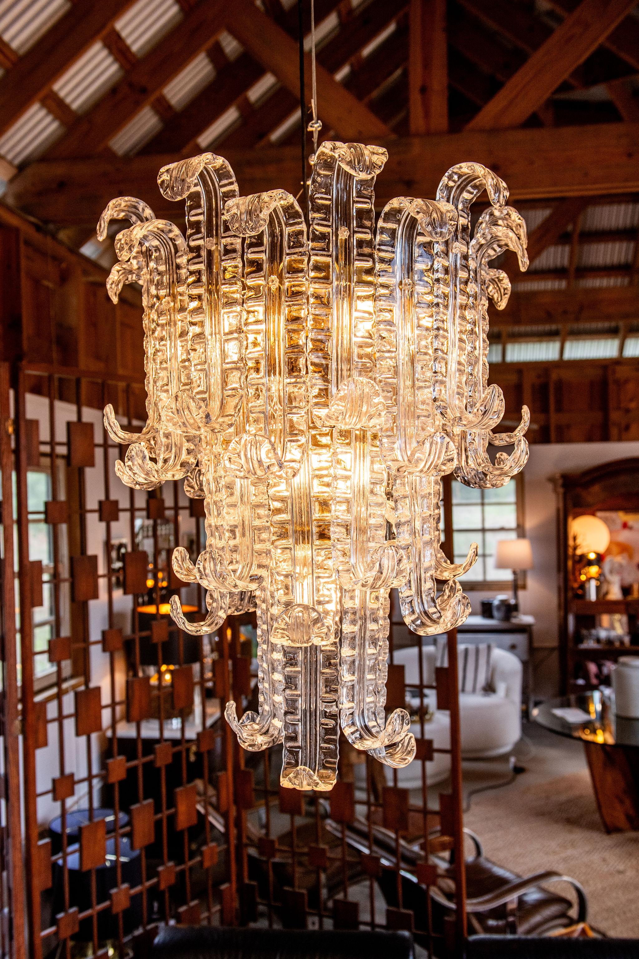 Barovier&Toso - Lampadario Felci a tre livelli in cristallo veneziano in vendita 6