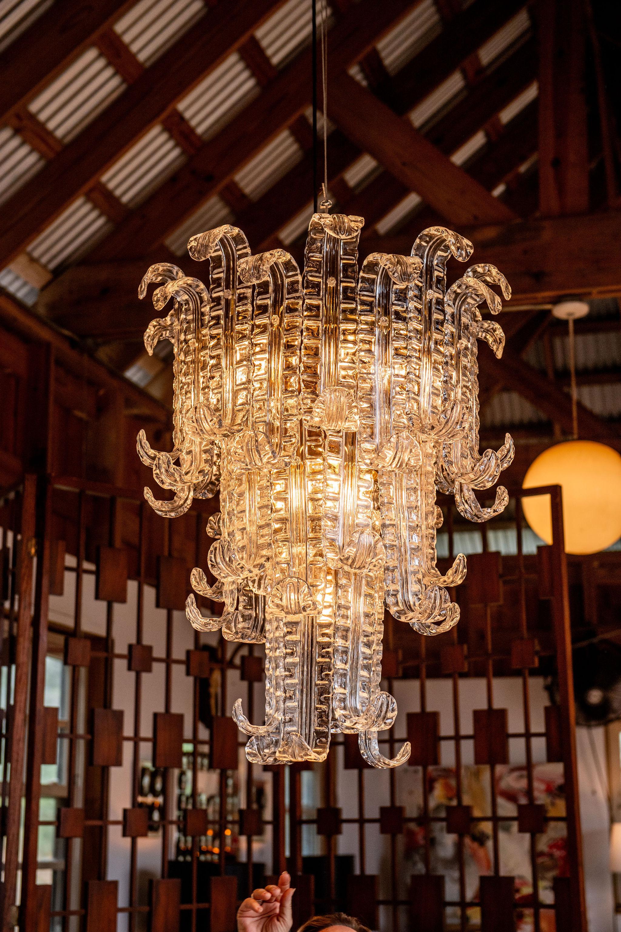 Italiano Barovier&Toso - Lampadario Felci a tre livelli in cristallo veneziano in vendita