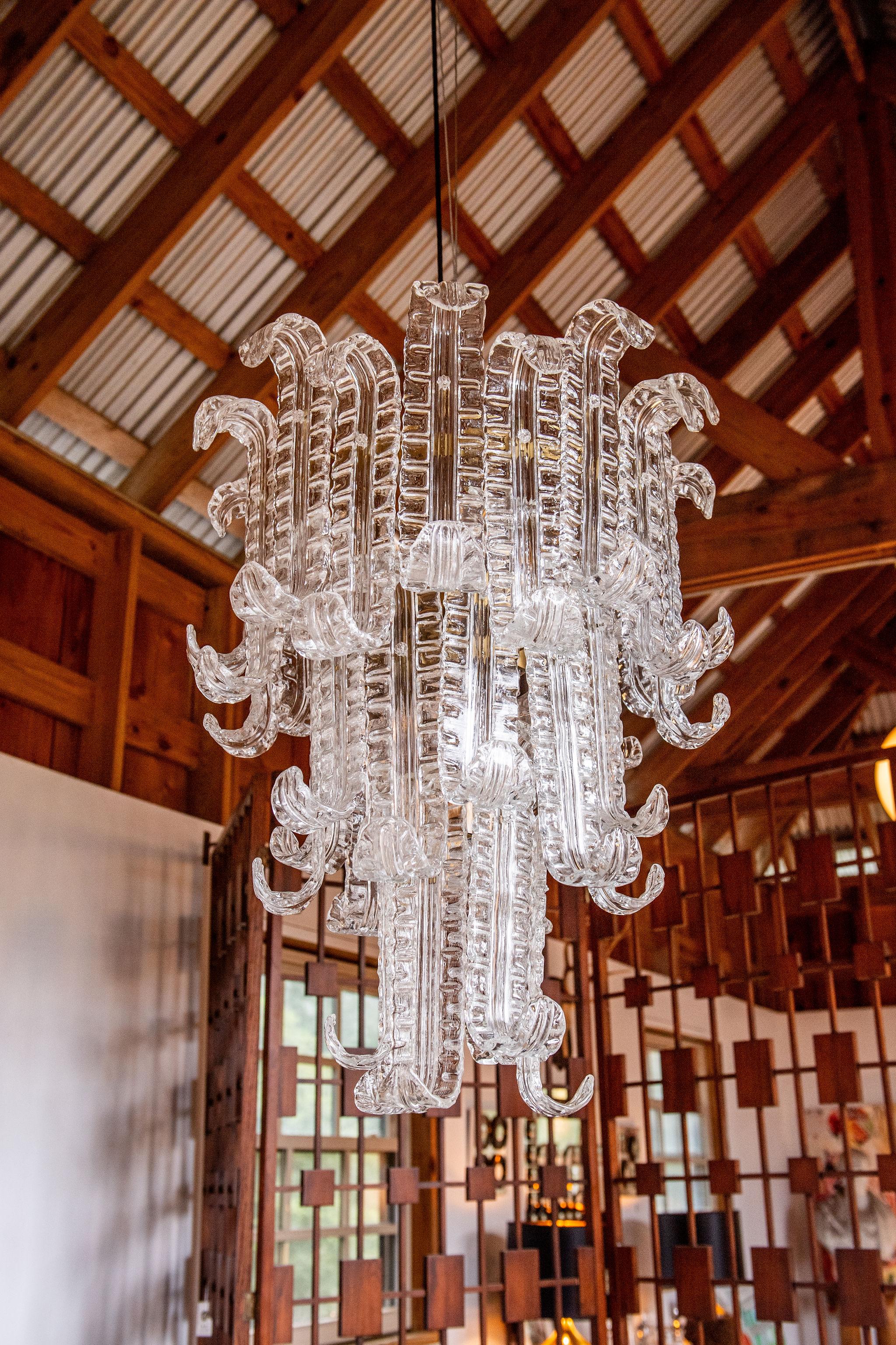 Barovier&Toso - Lampadario Felci a tre livelli in cristallo veneziano in vendita 2