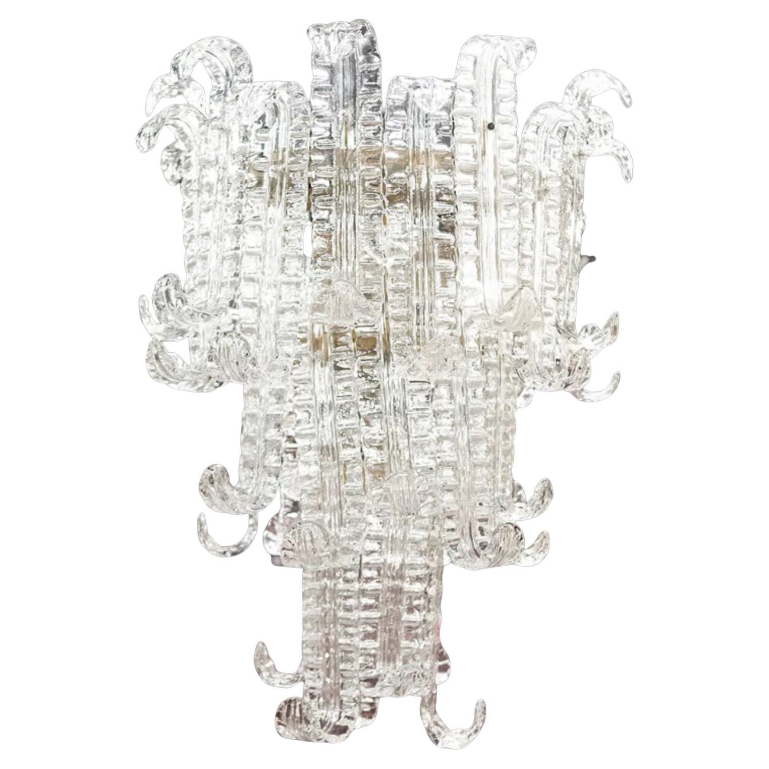 Barovier & Toso Venetian Crystal Three Tier Felci Chandelier