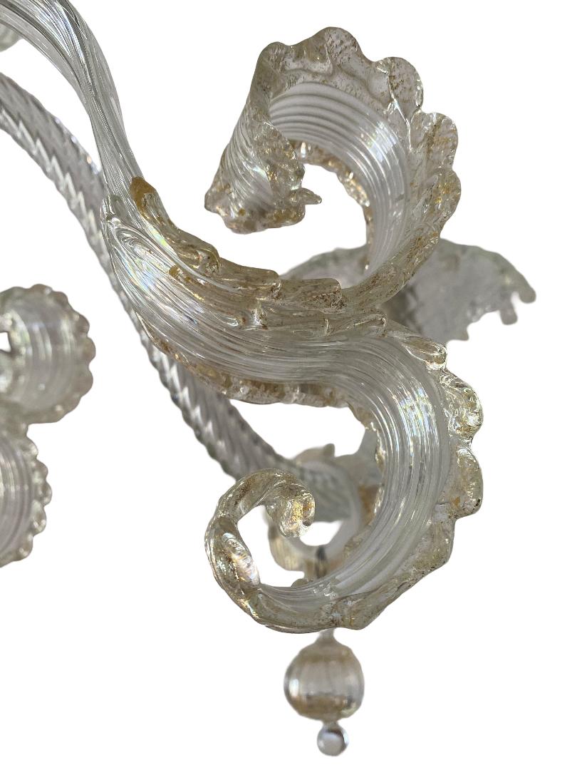 Italian Barovier & Toso Vintage Chandelier 6 Lights Murano Glass For Sale