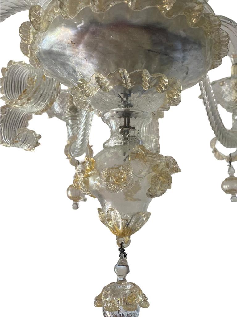Contemporary Barovier & Toso Vintage Chandelier 6 Lights Murano Glass For Sale