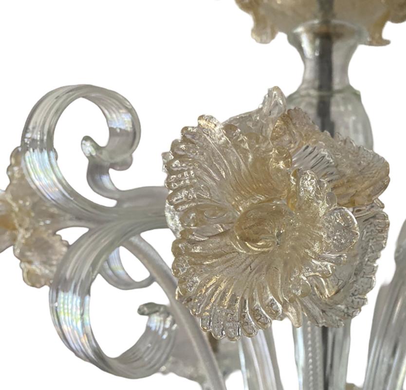 Blown Glass Barovier & Toso Vintage Chandelier 6 Lights Murano Glass For Sale