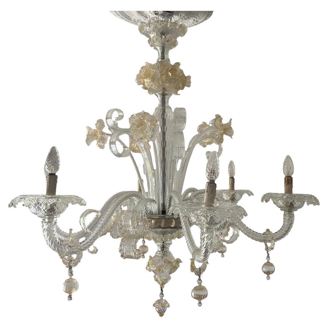 Barovier & Toso Vintage Chandelier 6 Lights Murano Glass