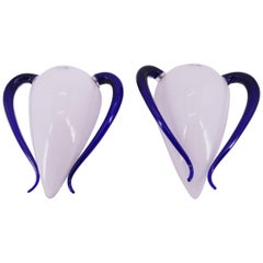Barovier & Toso Wall Lamps with Blue Arms