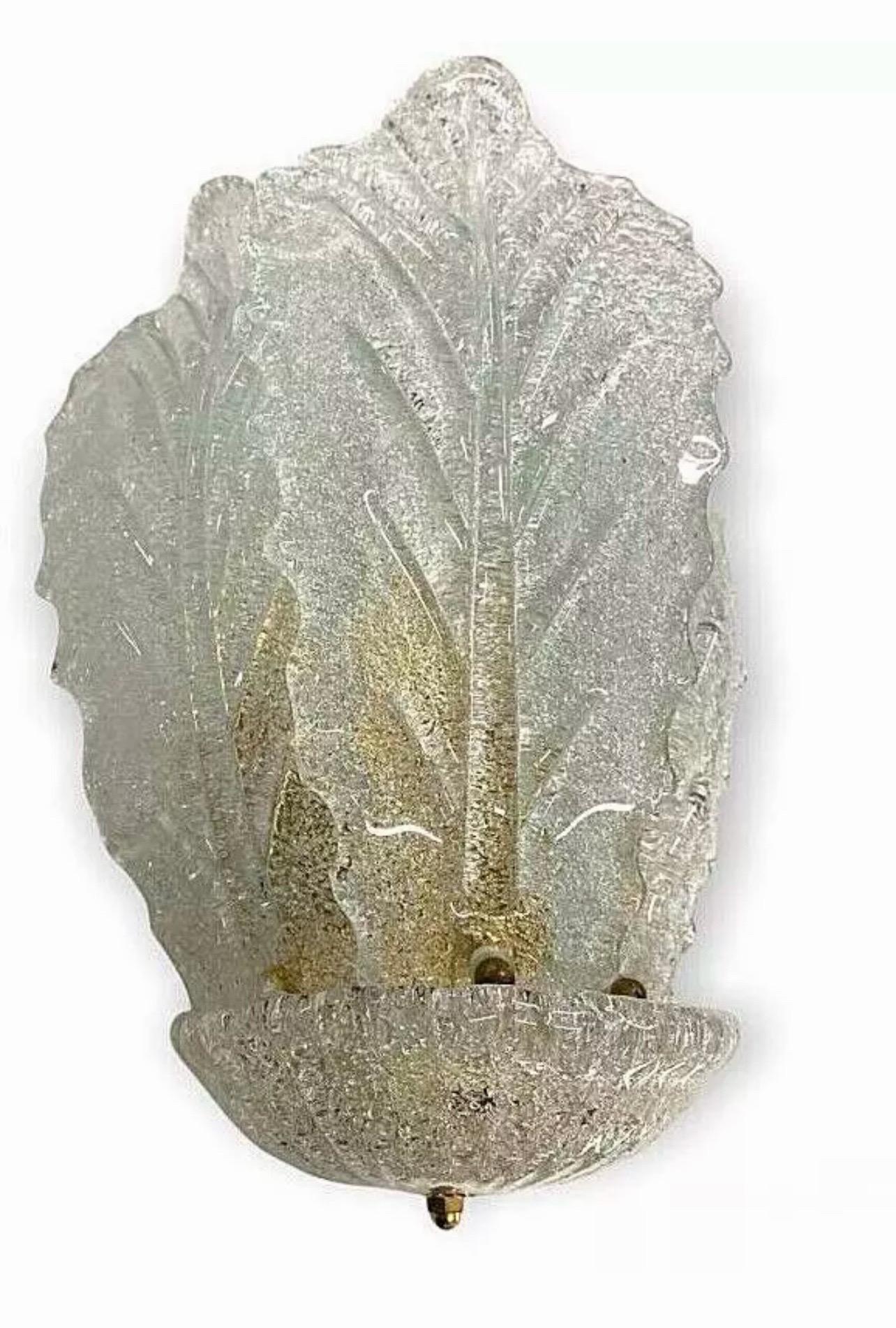 Barovier & Toso Wandbeleuchtung Glas Murano Paar , Italien, 1980 (Messing) im Angebot