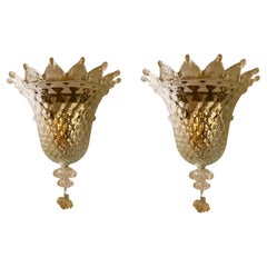 Barovier & Toso Wall Lighting Gold Glass Murano, Italy, 1980