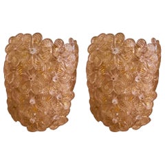 Barovier 
Toso Wall Lighting gold Glass Murano millefiora pair , Italy 1980