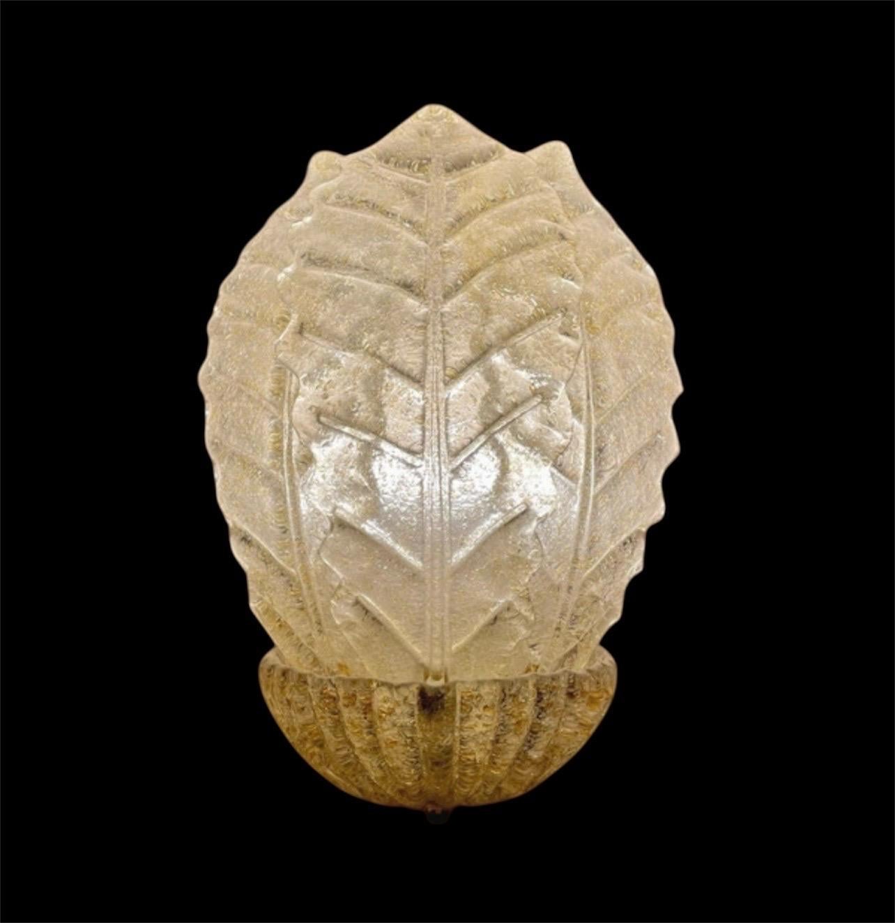 Barovier&Toso Paire d'appliques en verre doré de Murano , Italie 1980 Bon état - En vente à La xara, VC