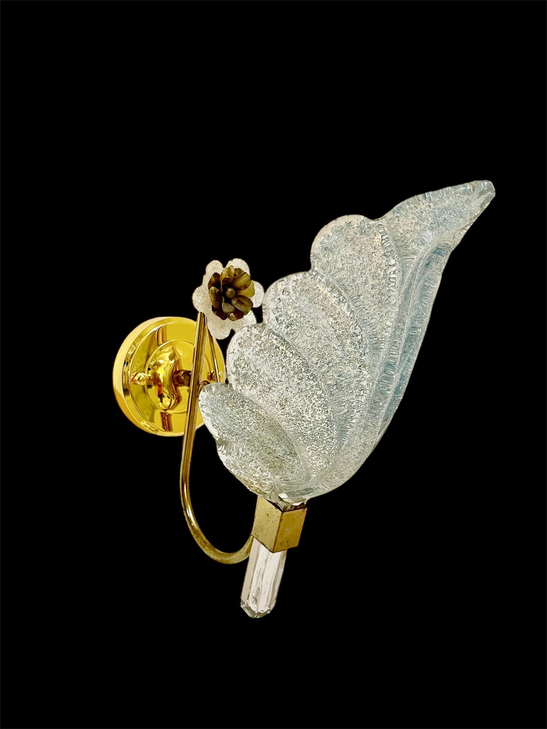 Barovier&Toso Illuminazione da parete Vetro azzurro di Murano, Italia 1970 In condizioni buone in vendita a La xara, VC