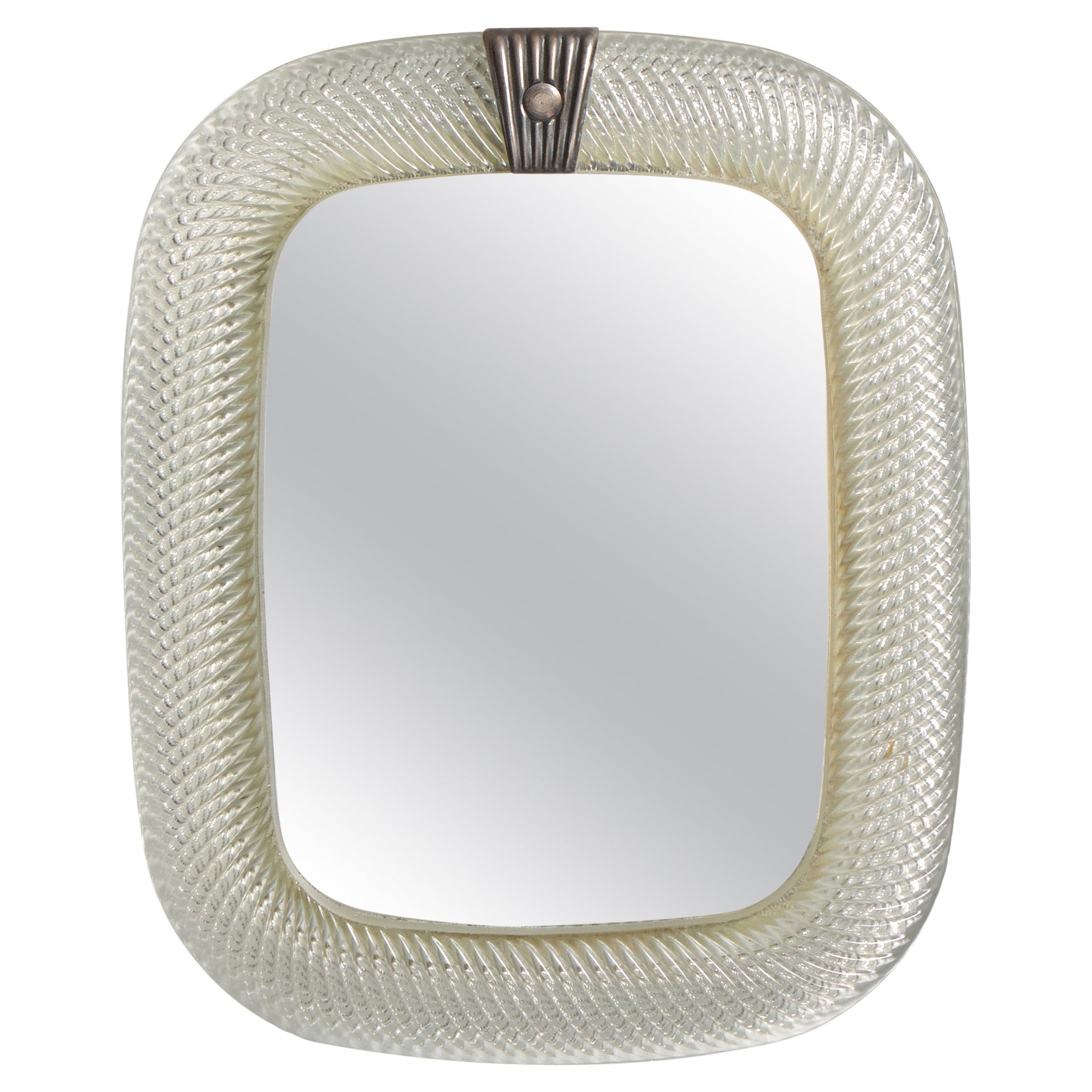 Barovier 
Toso, Wall Mirror, Glass, Metal, Italy, 1950s