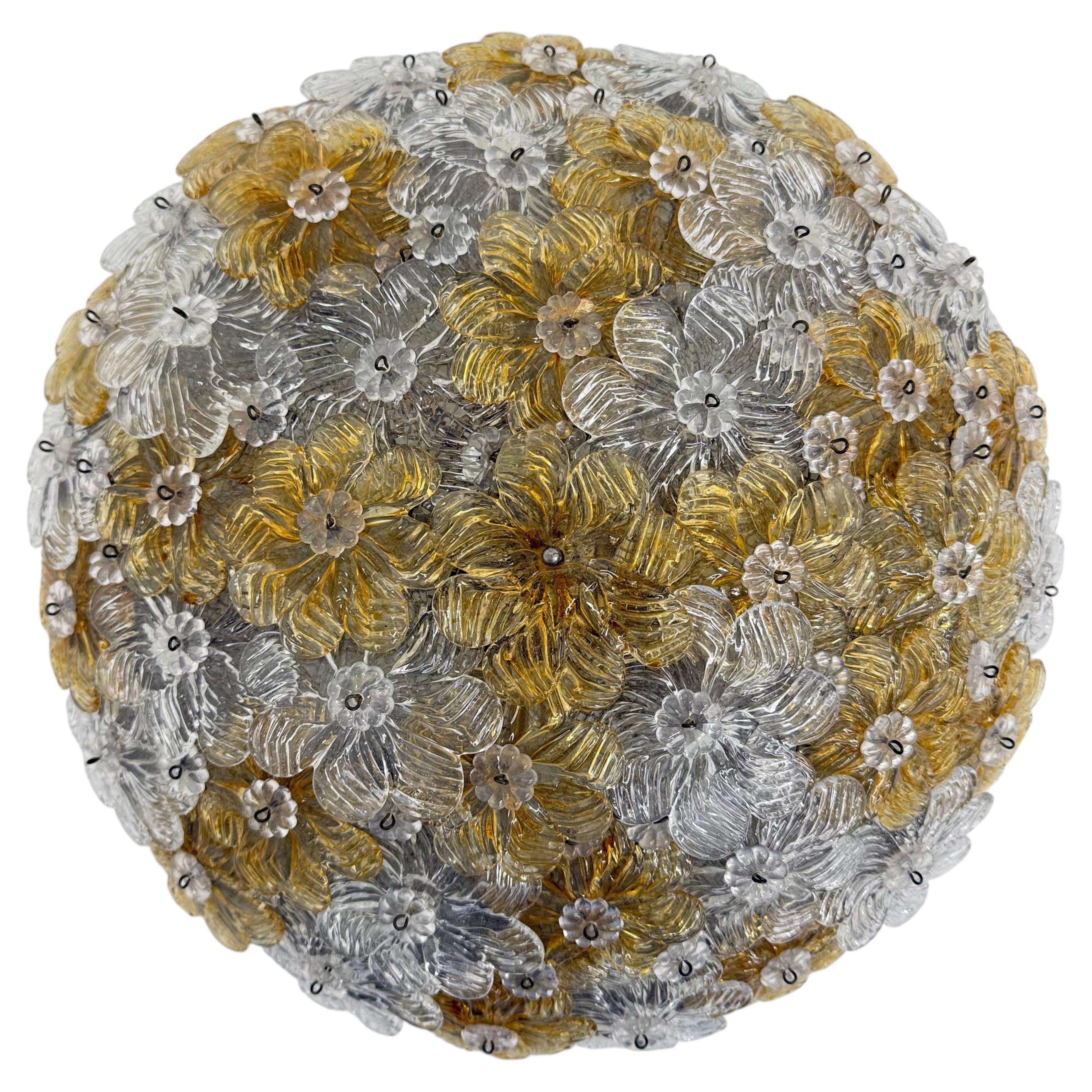 Barovier & Toso Wall Sconce / ceiling lamp , Millefiori flowers , Italy , 1970s For Sale