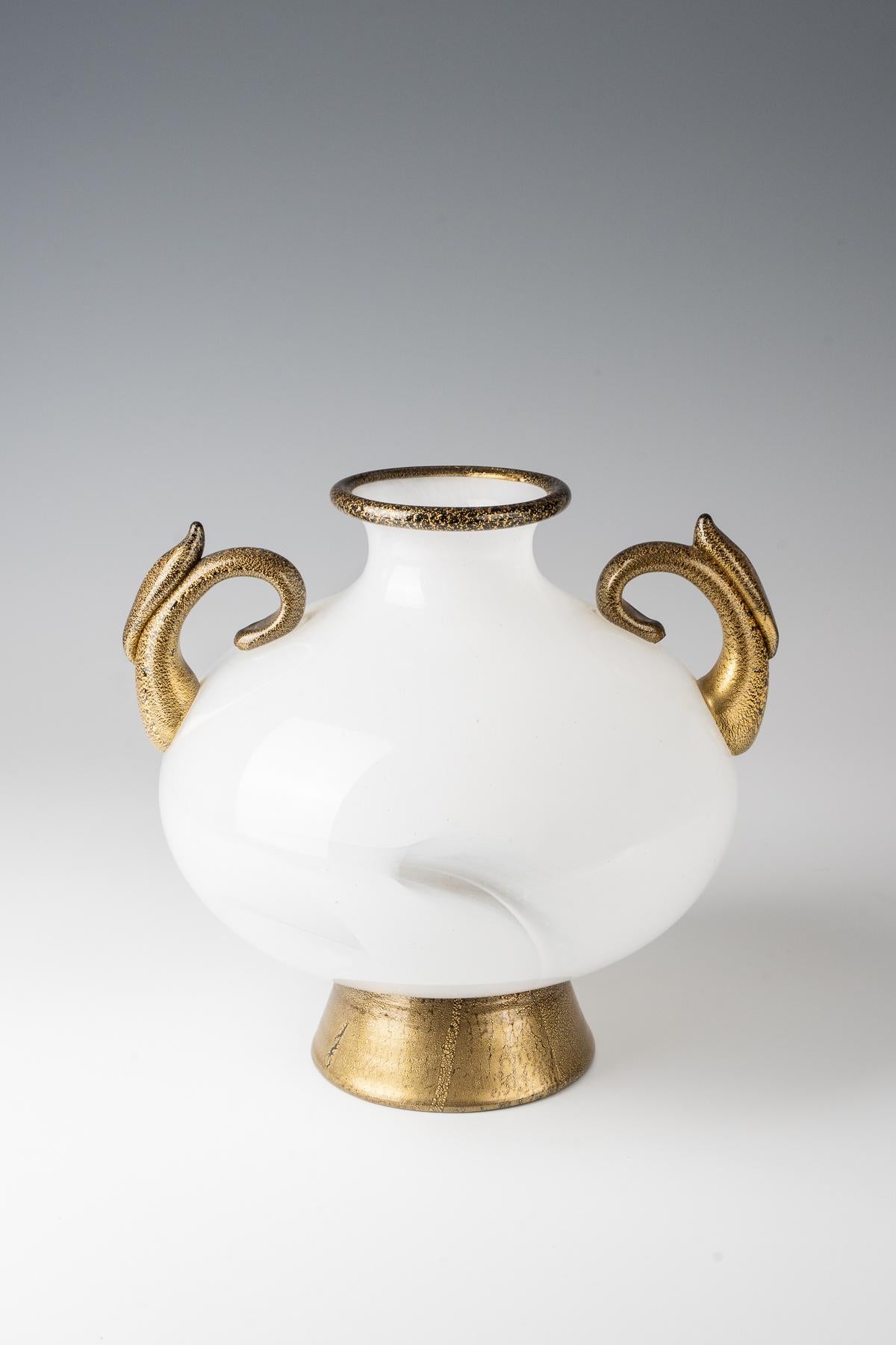 Fatto a mano Vaso Barovier&Toso bianco, firmato in vendita