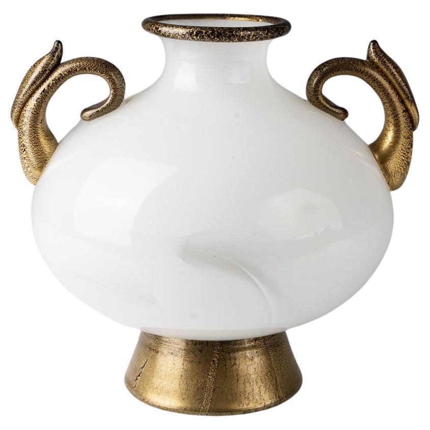 Barovier & Toso Jarrón blanco, firmado