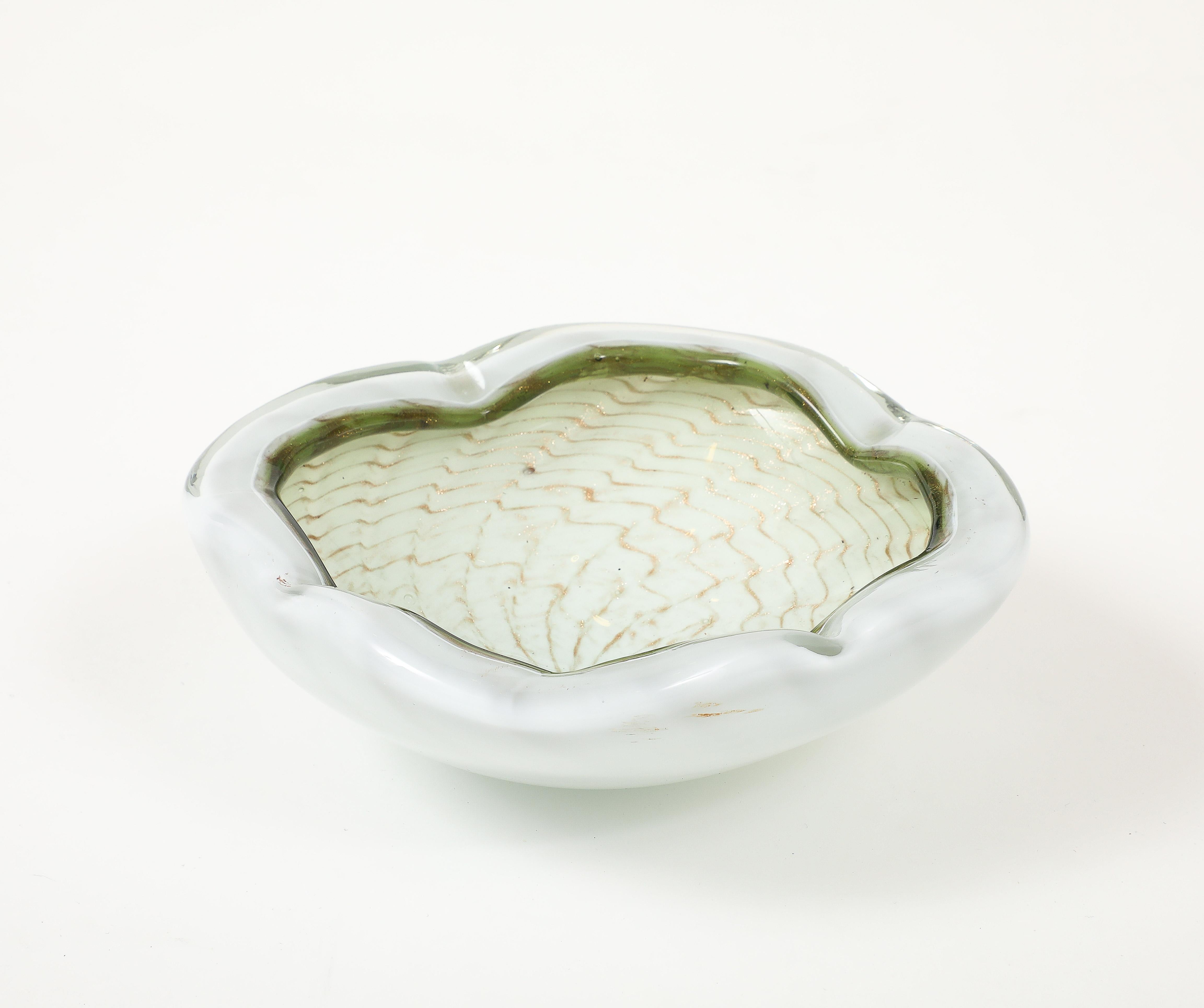 Barovier Weiß/Gold Fleck Vide Poche (Italienisch) im Angebot