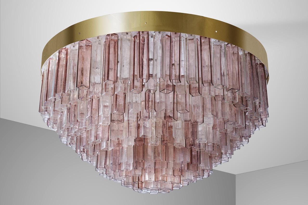 Barovier&Toso Big Murano Glass flush mount ceiling Light - Italian Design 1950s For Sale 6