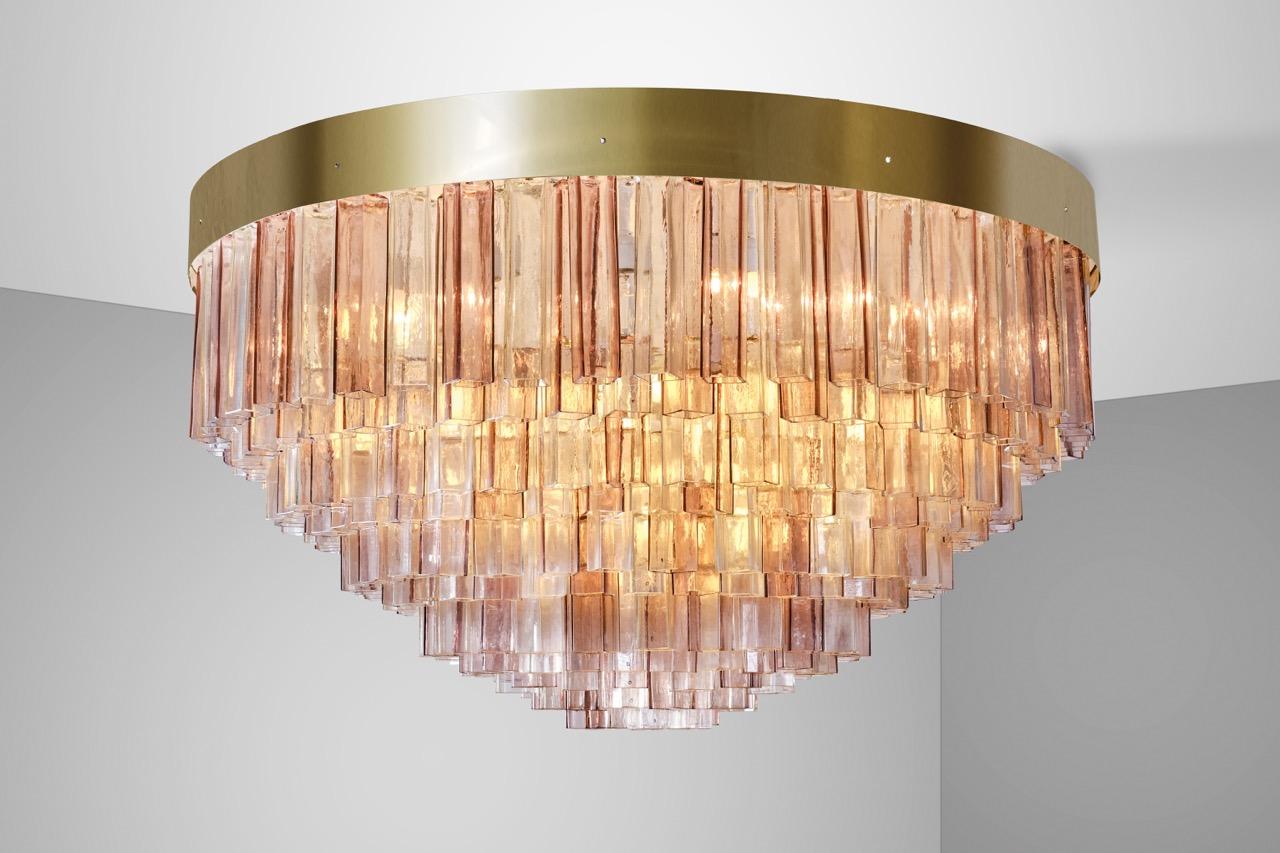 Barovier&Toso Big Murano Glass flush mount ceiling Light - Italian Design 1950s In Good Condition For Sale In Milan, IT