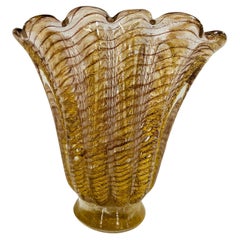 Vase "cordonato oro" de Barovier&Toso avec base appliquée circa 1950