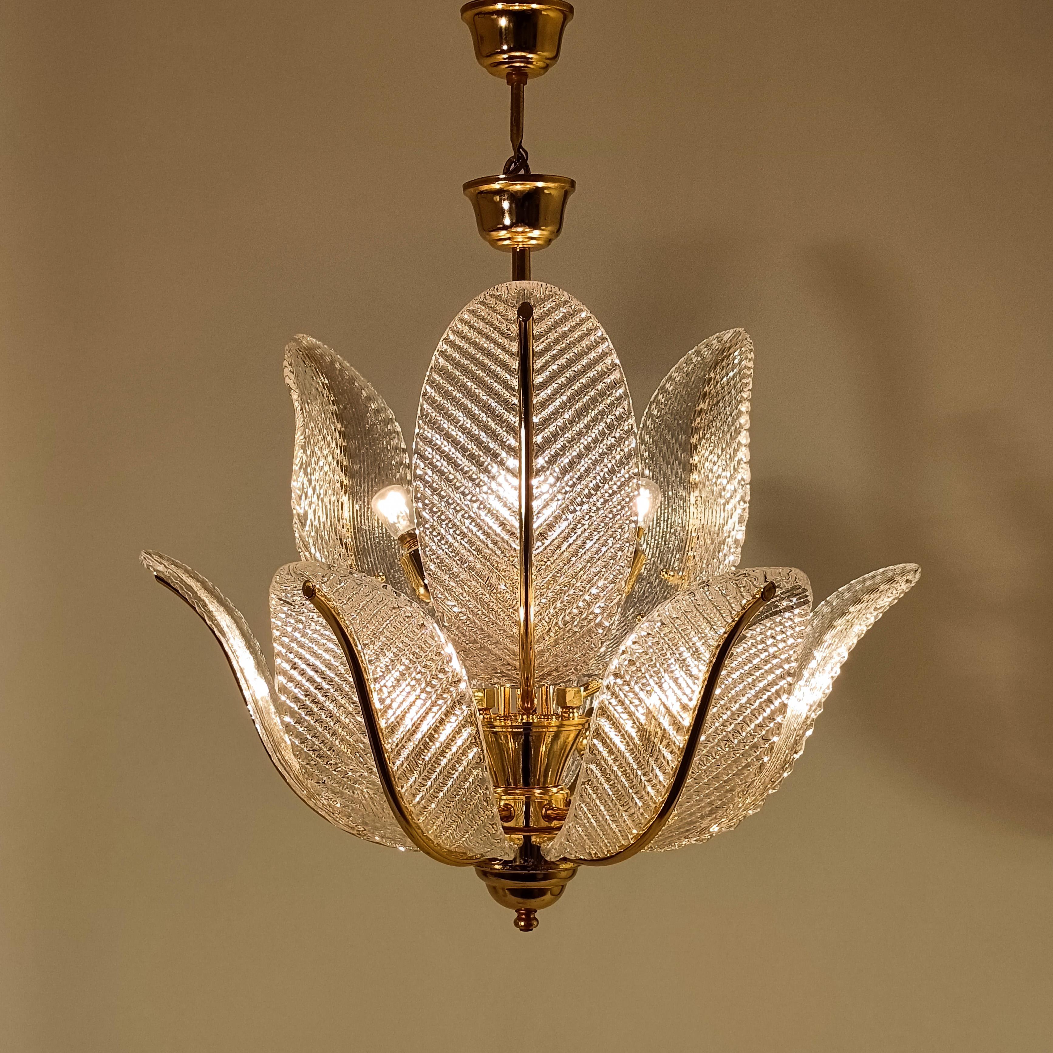 Italiano Barovier&Toso. Lampadario Hollywood Regency in vetro di Murano, Italia, anni '80 in vendita