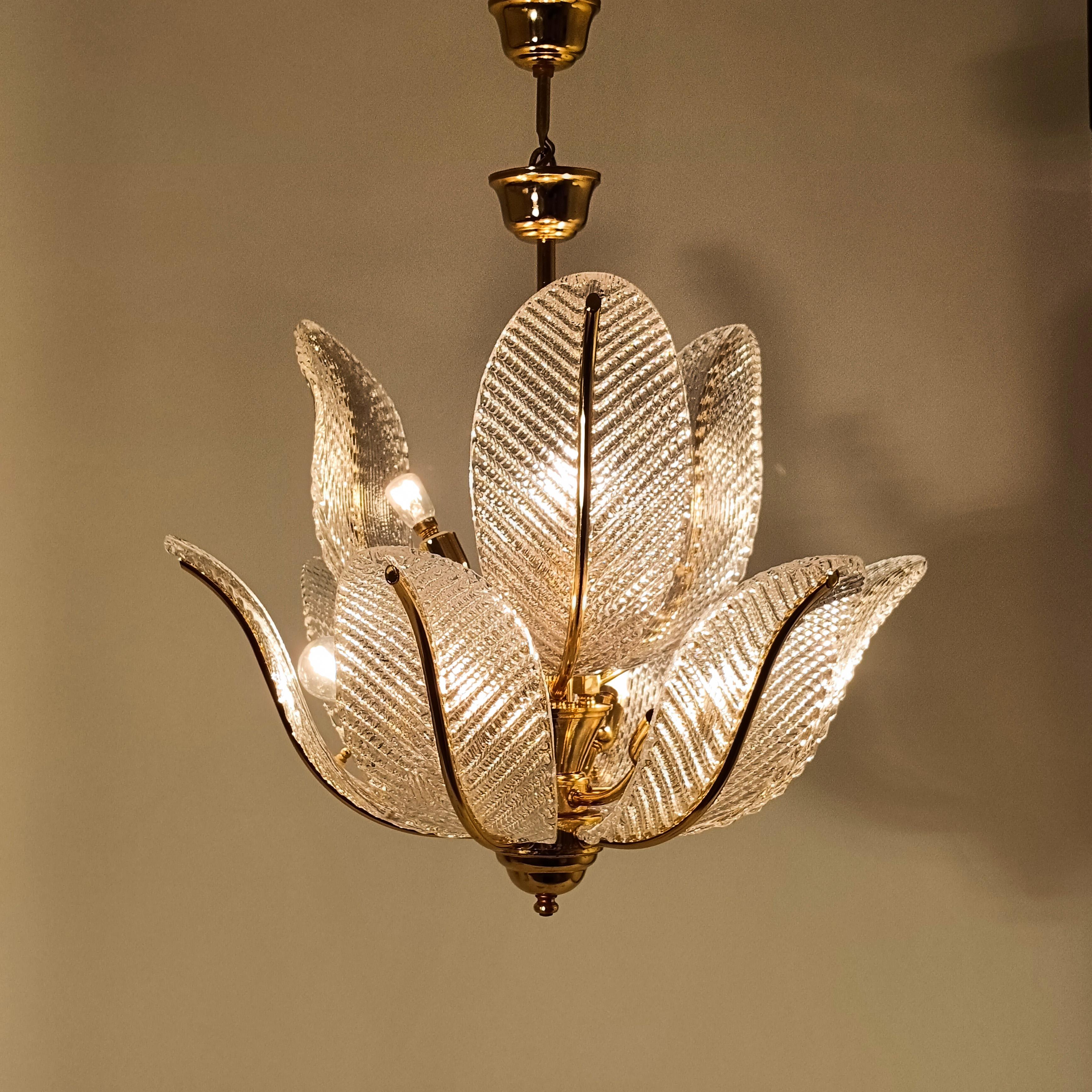 Fatto a mano Barovier&Toso. Lampadario Hollywood Regency in vetro di Murano, Italia, anni '80 in vendita