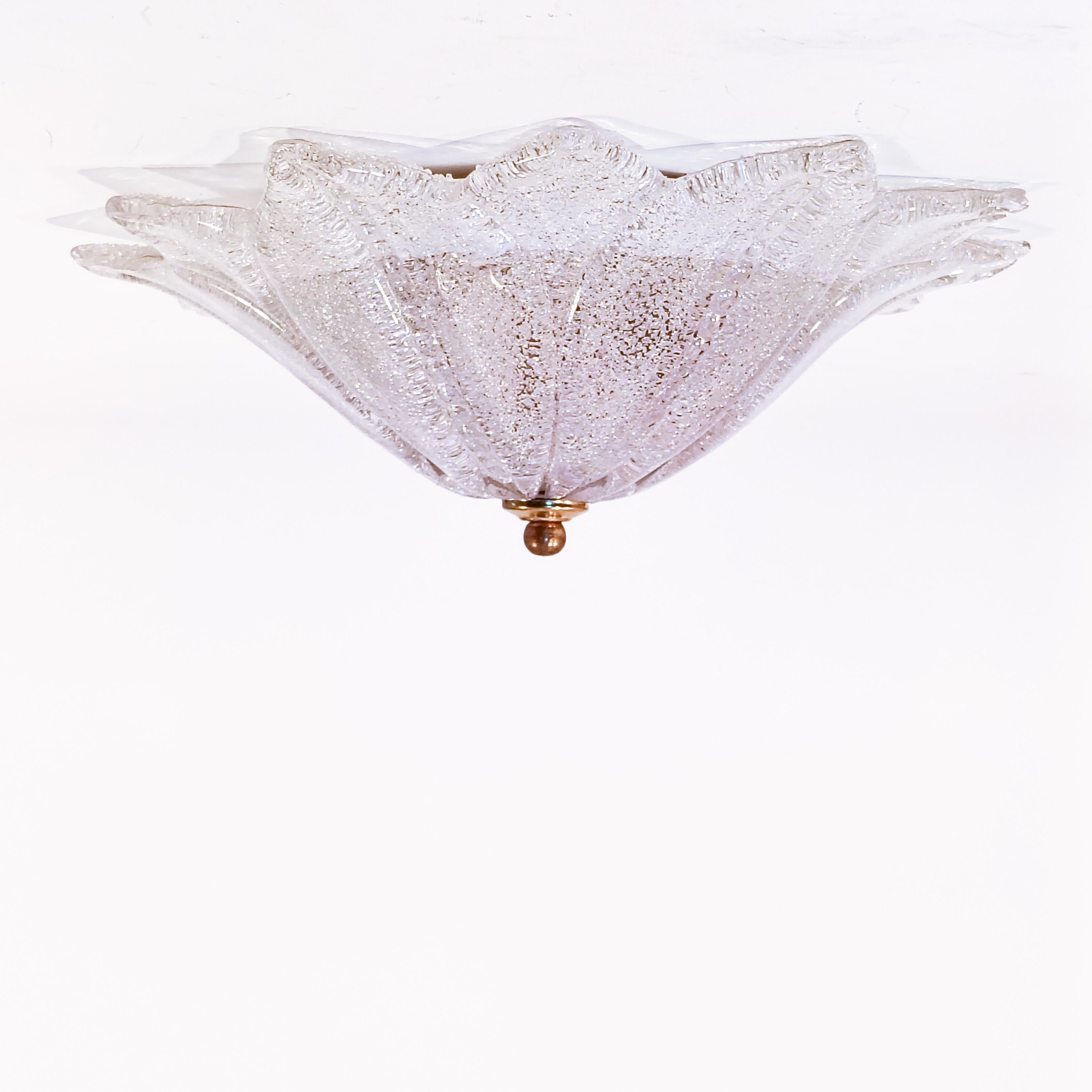 Barovier&Toso. Hollywood Regency Murano glass flush mount, Italy, 1980s For Sale 6