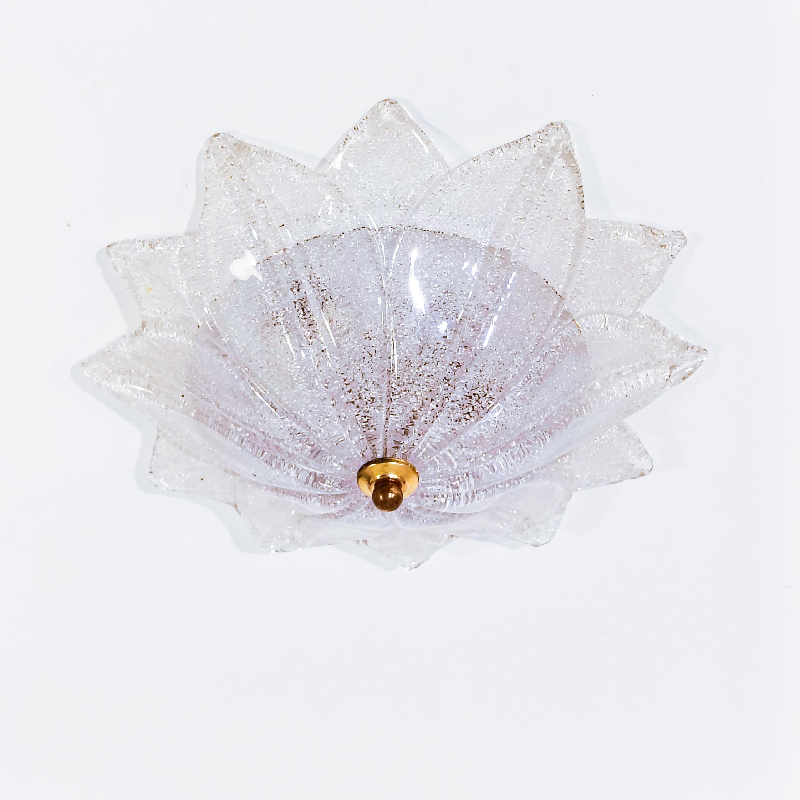 Italian Barovier&Toso. Hollywood Regency Murano glass flush mount, Italy, 1980s For Sale