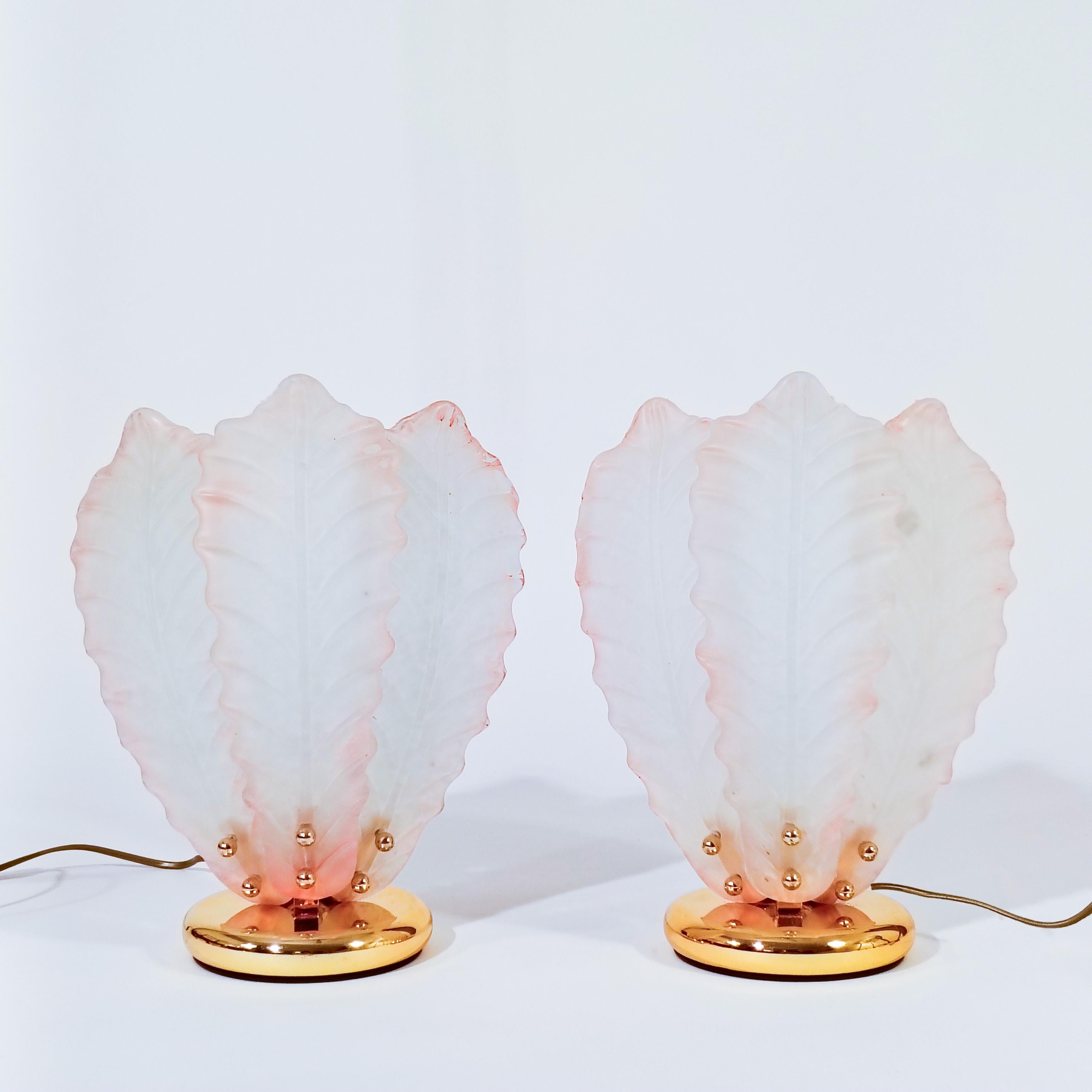 Hollywood Regency Barovier&Toso. Lampes de table en verre Murano de style Régence hollywoodienne, Italie, années 1980 en vente