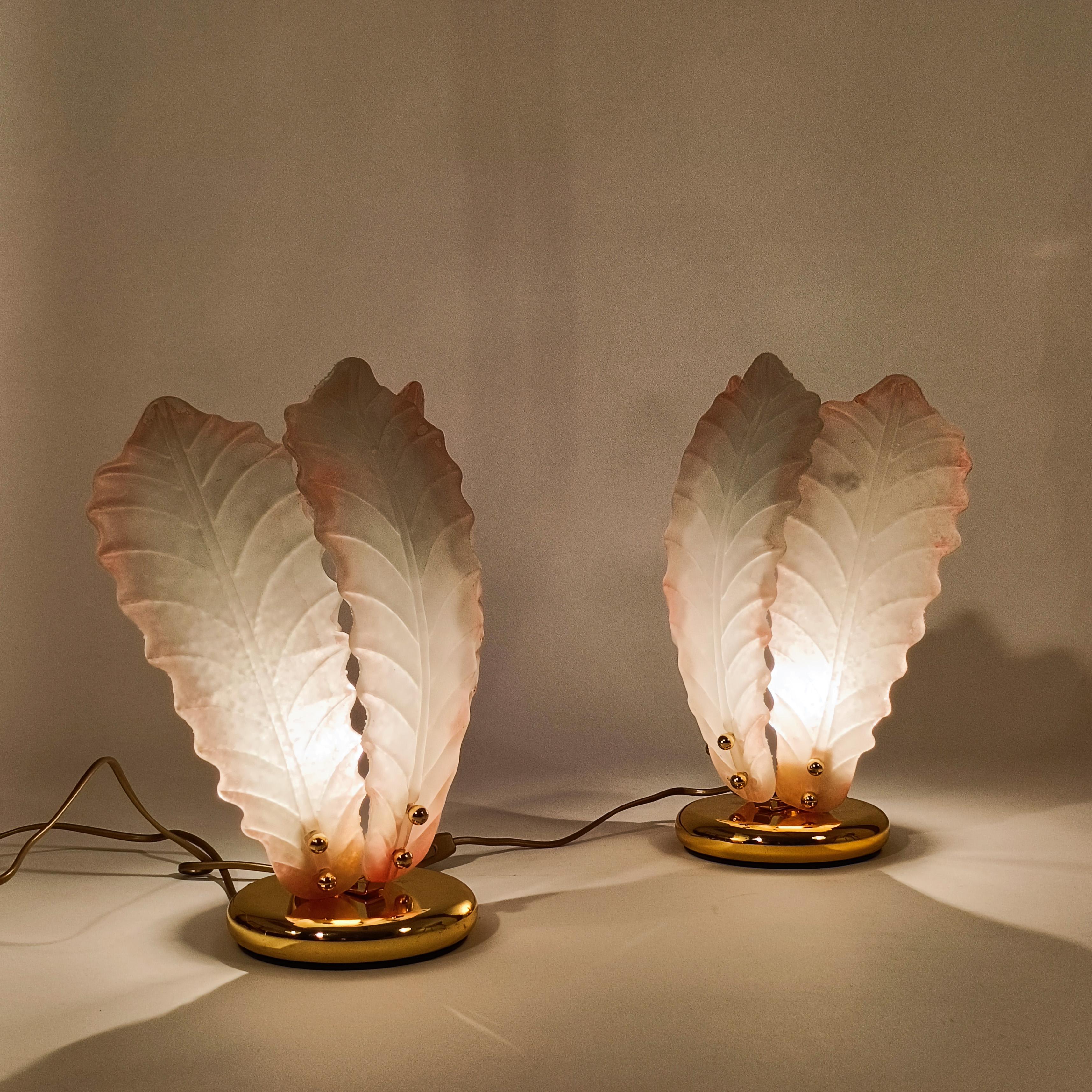 Métal Barovier&Toso. Lampes de table en verre Murano de style Régence hollywoodienne, Italie, années 1980 en vente