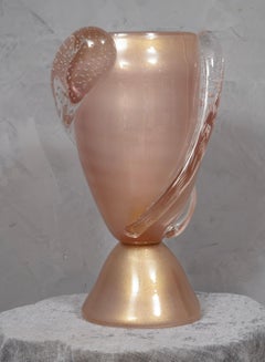 Barovier & Toso Murano Blown Glass Pink Color Midcentury Table Lamp, 1950