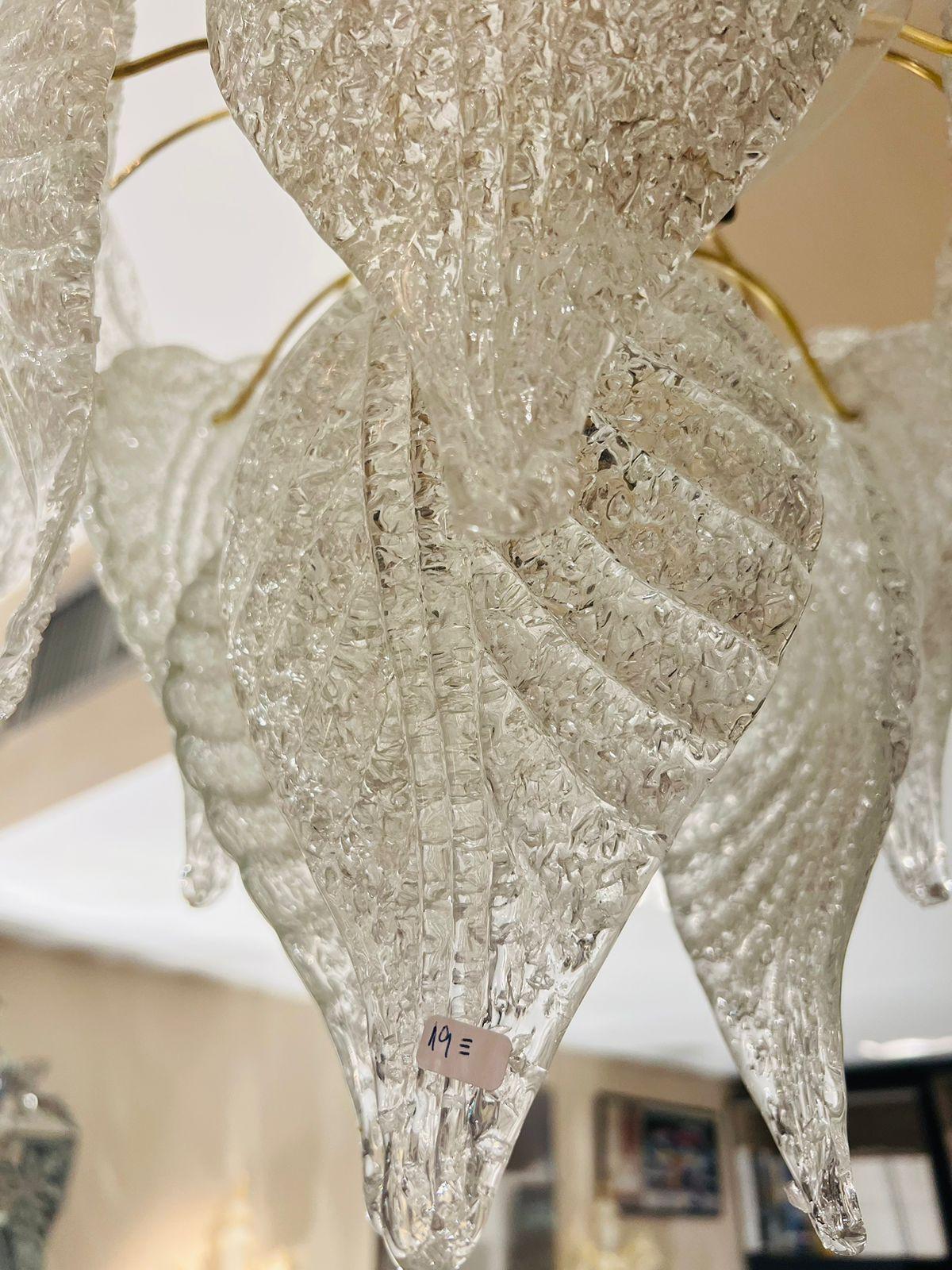 Incredible Murano glass chandelier white circa 1950