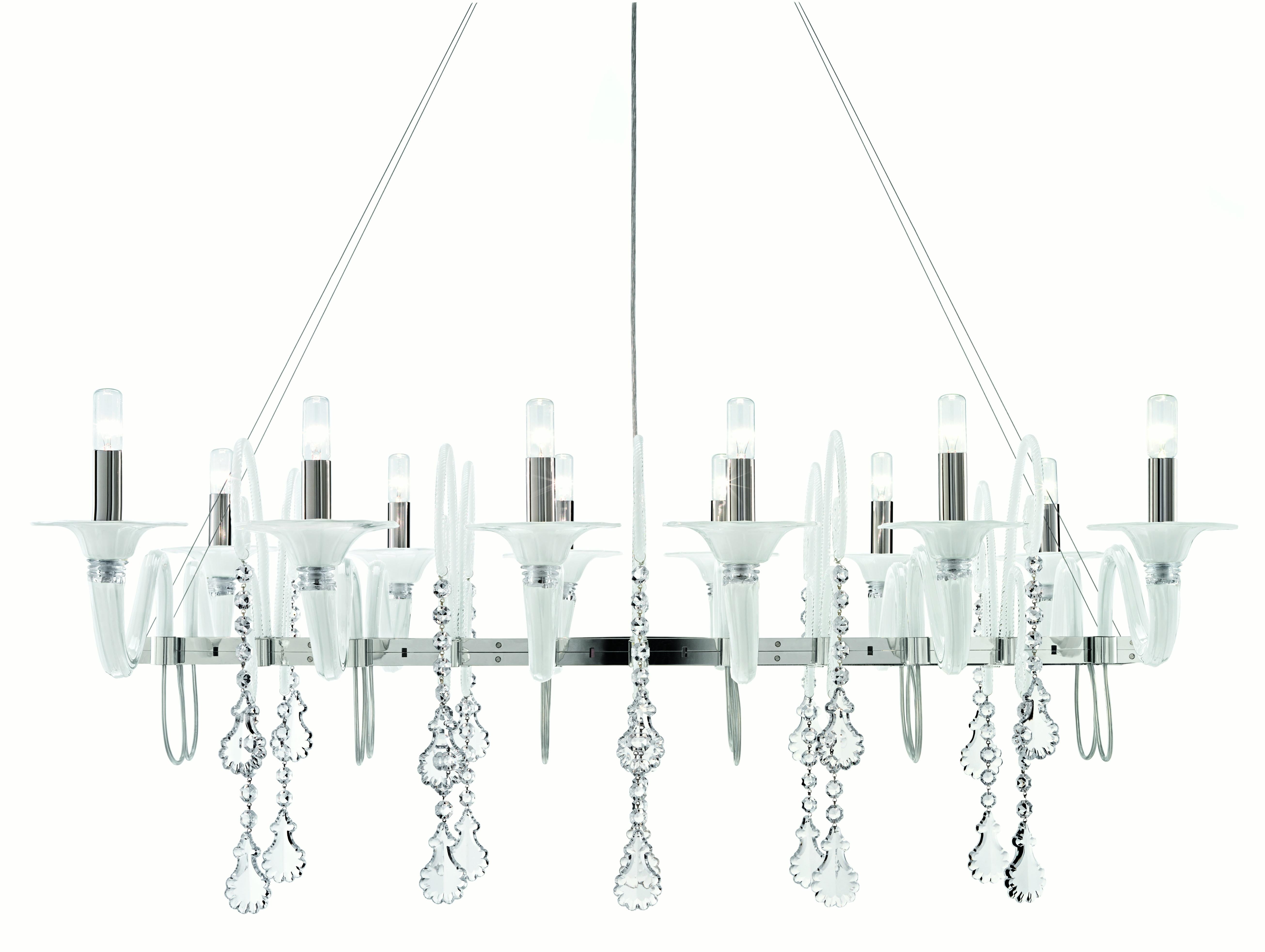 Italian Murano Glass Chandelier, White Venetian Crystal, Mood Taif For Sale