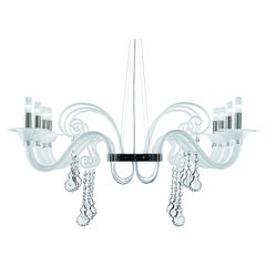 Murano Glass Chandelier, White Venetian Crystal, Mood Taif