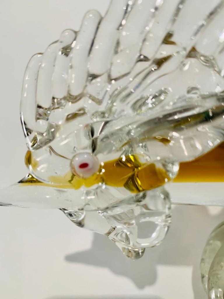 Murano Glass Barovier&Toso Murano glass green and yellow circa 1950 pheasant For Sale