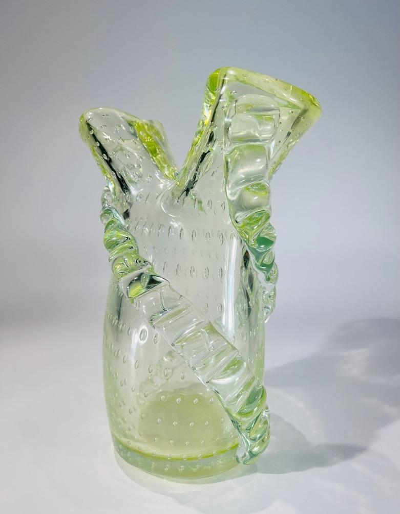 International Style Barovier&Toso Murano Glass green vase circa 1950 For Sale