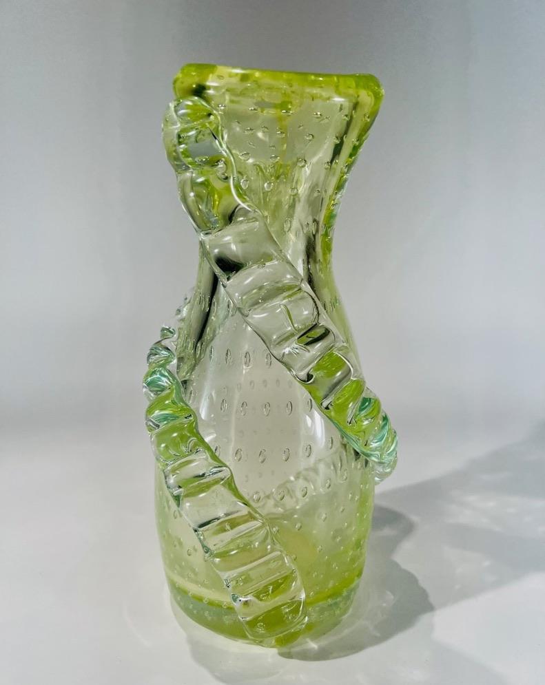 Italian Barovier&Toso Murano Glass green vase circa 1950 For Sale